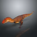 3D Dinosaur Model With Orange And Black Spotted Skin Distinctive Head Crest And Standing Posture
