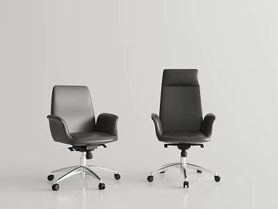 Modern Black Office Chair With High Backrest And Silver Metal Wheel Base 3d model