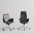 Modern Black Office Chair With High Backrest And Silver Metal Wheel Base