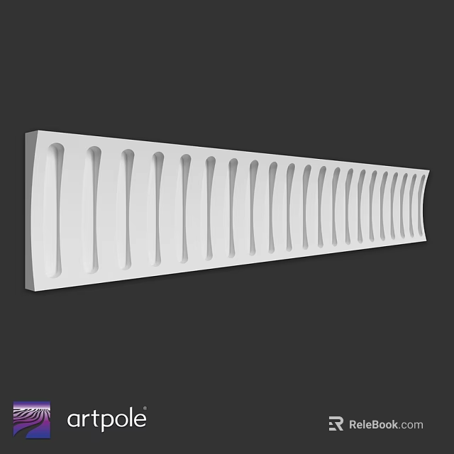 Long White Architectural Component With Multiple Uniform Grooved Slots Design 3d model 