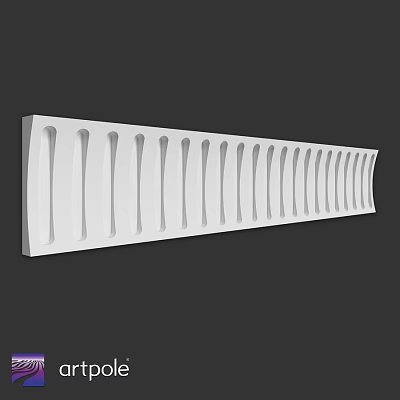 Long White Architectural Component With Multiple Uniform Grooved Slots Design 3d model