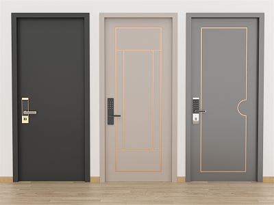 Modern security door single door entry security door password door 3d model