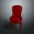 Elegant Red Leather Chair With Classic Design Curved Legs And Decorative Stitching