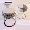 Set Of Modern Upholstered Stools With Colorful Round Seats And Metal Legs