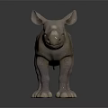 3D Model Of Baby Rhinoceros Standing With Gray And Light Brown Textured Skin