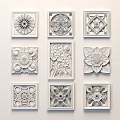Decorative Wooden Carved Panels With Various Floral And Geometric Patterns In Multiple Shapes