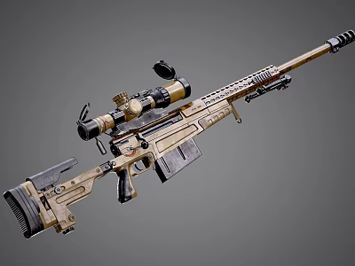 Tactical Sniper Rifle With High Precision Scope And Tan Camouflage Design 3d model