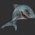 Realistic Blue Shark Doll With Sharp Teeth On Dark Starry Background 3d model
