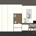 New Chinese Style Desk and Chair Desk and Chair Combination 3d model