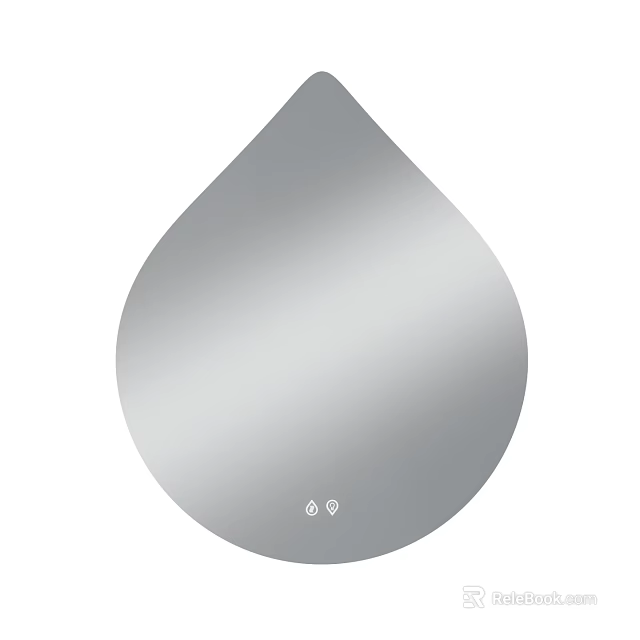 Teardrop Shaped Modern Bathroom Mirror With Sleek Silver Finish And Touch Control Function 3d model