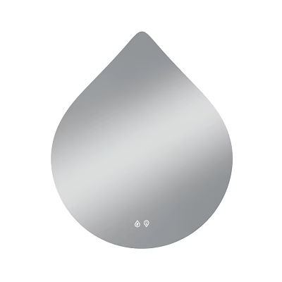 Teardrop Shaped Modern Bathroom Mirror With Sleek Silver Finish And Touch Control Function 3d model