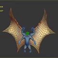 Fantasy Mythical Creature Character With Large Golden Green Wings Clawed Limbs And Blue Body