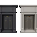 Classical Decorative Entrance Doors With Black And Light Gray Frames And Columns