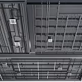 Structural Ceiling Design With Metal Framework Pipes And Lighting Fixtures 3d model