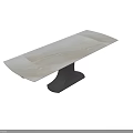 Modern Dining Table With Light Marble Top And Black Pedestal Base Design Style