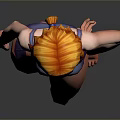 Game and Movie 3D Character Model With Orange Hair Purple Sports Bra Shorts Standing Pose