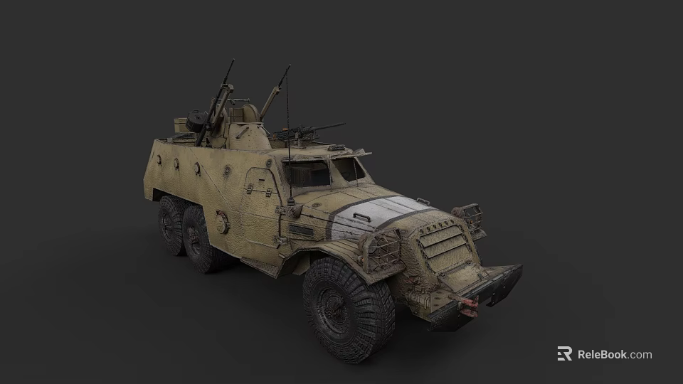 Military Camouflaged Tank With Multiple Wheels Armored Plating Antennas And Top Weaponry 3d model 