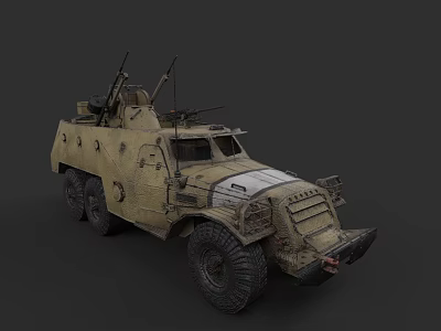 Military Camouflaged Tank With Multiple Wheels Armored Plating Antennas And Top Weaponry 3d model