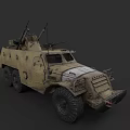 Military Camouflaged Tank With Multiple Wheels Armored Plating Antennas And Top Weaponry