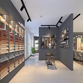 Modern Restaurant Interior With Marble Island Material Display Walls And Hanging Pendant Lights