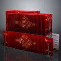 Red Shipping Containers Stacked With Intricate Golden Patterns And Durable Metal Structures 3d model