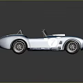 Classic Blue Convertible Racing Car With White Stripes And Number 7