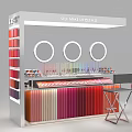 Makeup Display Shelf With Colorful Lipsticks Round Lights And Cosmetic Counter