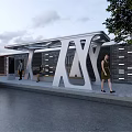 Modern Platform Geometry Minimalist Bus Station Ministry of Culture Wall 3d model