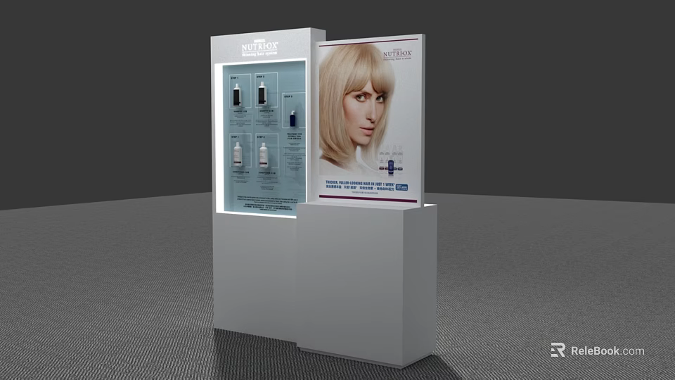 Neutrogena Skincare Products Display Stand With Woman Image And Product Shelves 3d model 