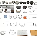 Diverse Modern Washbasin Collection Featuring Various Styles Shapes Colors And Materials 3d model