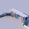 Modern Entrance Gate With White Roof Black Columns And Blue Sky Background