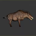 3D Rendered Wild Boar With Rough Skin Red Eyes And Open Mouth