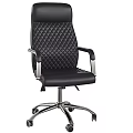 Black Office Chair with Quilted Backrest Chrome Armrests and Chrome Base Wheels