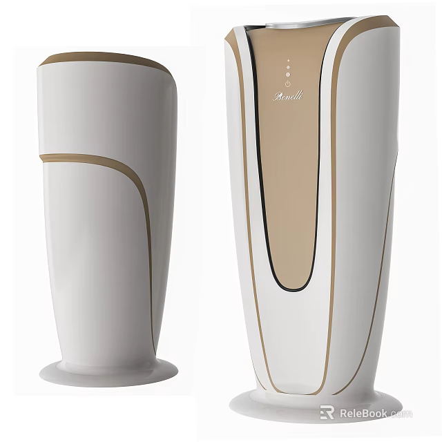 Two White Sleek Daily Electrical Appliances With Modern Decorative Lines For Home 3d model 