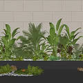 Indoor Landscape Design With Various Green Plants Stone Decor And Light Colored Wall 3d model