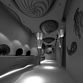 Ocean Themed Public Restroom With Shell Decorations And Jellyfish Mosaic Walls