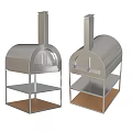 Stainless Steel Kitchen Pizza Oven With Curved Top Glass Window Wooden Base And Storage Shelf