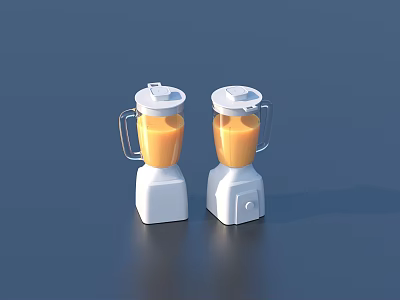 Two White Blenders With Orange Liquid For Home Kitchen Daily Use 3d model