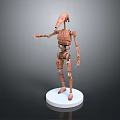 Brown Mechanical Robot Character Standing On White Base With Articulated Joints