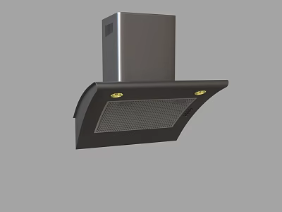 Modern Black Kitchen Range Hood With Metal Body Two Yellow Lights And Ventilation Grille 3d model