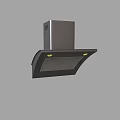 Modern Black Kitchen Range Hood With Metal Body Two Yellow Lights And Ventilation Grille
