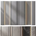 Modern Interior Wall Panels In Gray Black With Golden Decorative Lines