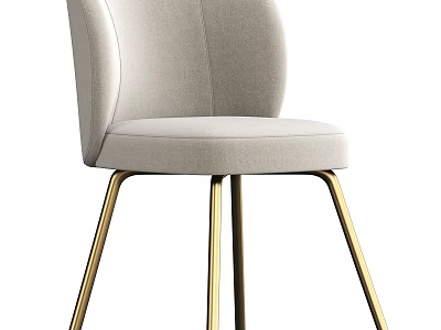 Modern Light Gray Stool With Padded Seat Backrest And Golden Metal Legs 3d model