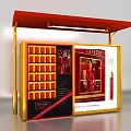 Commercial Cosmetic Display Equipment With Red Gold Design Showcasing Lipsticks And Brand Display Area