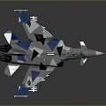 Modern Fighter Jet Design Featuring Blue White Geometric Camouflage And Sharp Aerodynamic Structure 3d model