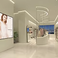Modern Clothing Store Interior With Circular Skylight Beige Decor And Clothing Racks