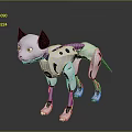 Mechanical Dog Character With Cat Like Ears Yellow Eyes And Glowing Paws