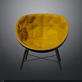 Modern Orange Round Chair With Upholstered Seat And Black Metal Frame