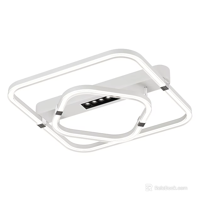 Modern White Ceiling Light With Sleek Geometric LED Ring And Minimalist Design 3d model