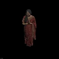 Indian Woman Wearing Red Sari With Traditional Attire And Praying Hands